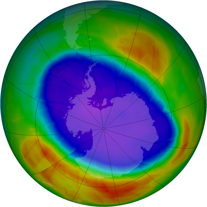 Antarctic ozone map for 23 September 2009